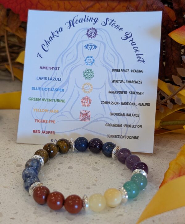 7 Chakras Healing Natural Stones Bracelet - Image 3